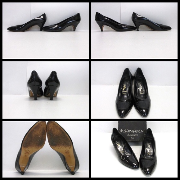 Yves Saint Laurent Black Patent Leather Heels 8M - Picture 8 of 8